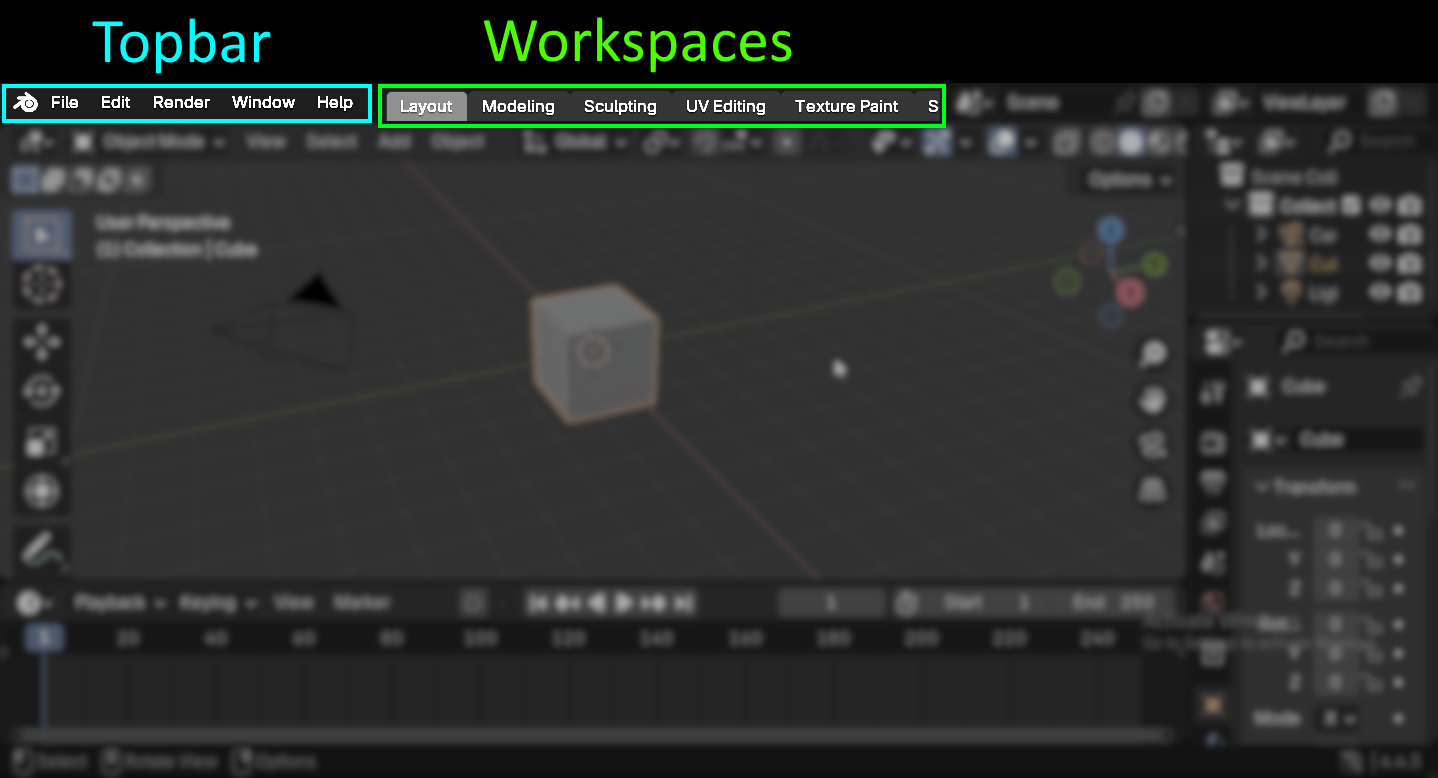Blender Topbar and Workspaces